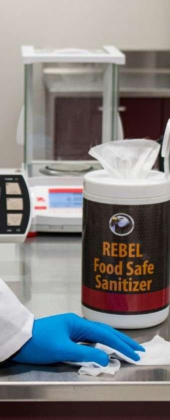 Rebel Converting can make any federally regulated sanitizing wipe product, including ones based on flammable formulae and regulated as nonprescription over-the-counter drugs.